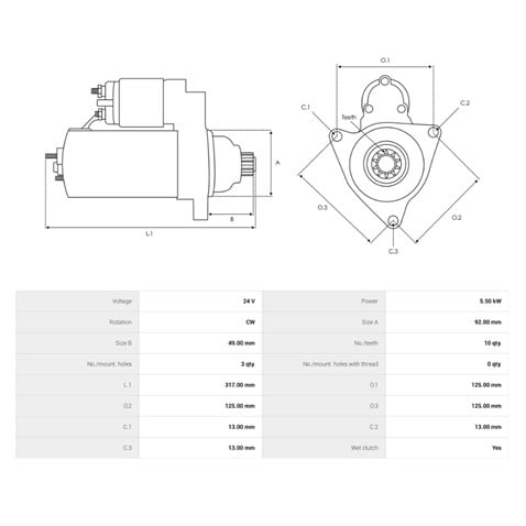 DELCO 24V MARŞ MOTORU NIPPON DENSO TİPİ 10 DİŞ 5.5 KW (3 KULAK) IVECO STRALIS