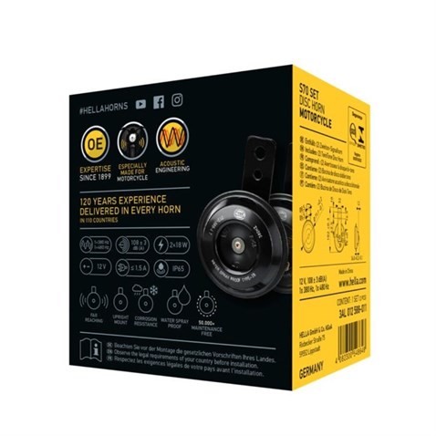 HELLA 12V DİDİT KORNA 108 dB 380/480 HZ  MOTOSİKLET (TAKIM) (71 MM)