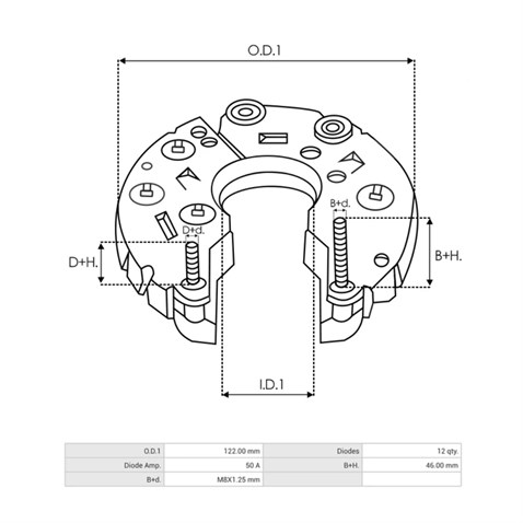 DİYOT TABLASI MITSUBISHI TİPİ 100 A/130A NISSAN QASHQAI/SENTRA/TIIDA