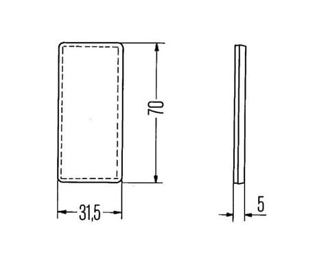 HELLA DİKDÖRTGEN REFLEKTÖR SARI YAPIŞKANLI (70*31.5 MM)