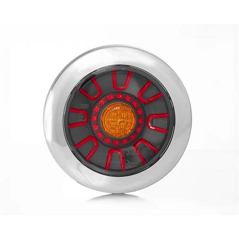 FRISTOM 12V-36V STOP LAMBASI YUVARLAK (NEON LEDLİ) (3 FONKSİYONLU) (KIRMIZI-SARI) (155 MM) E9