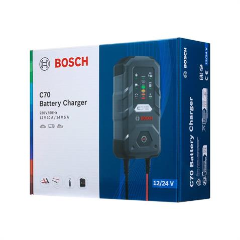 BOSCH 12V-24V ŞARJ REDRESÖRÜ (AKÜ ŞARJ CİHAZI) OTOMATİK C70 (12V-10 A / 24V-5 A) (WET-JEL-EFB-AGM)
