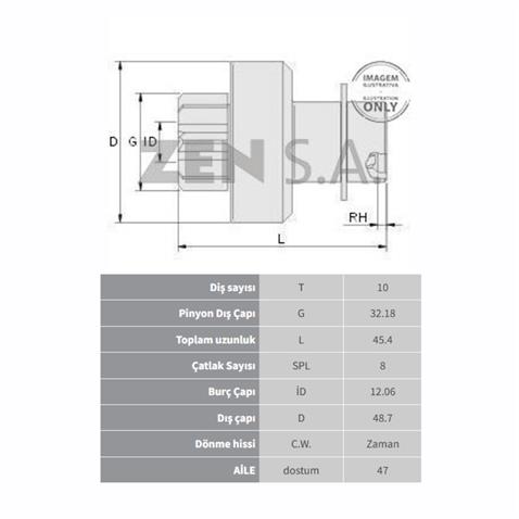 MARŞ DİŞLİSİ VALEO TİPİ 10 DİŞ (8 KANAL) NISSAN-OPEL-RENAULT