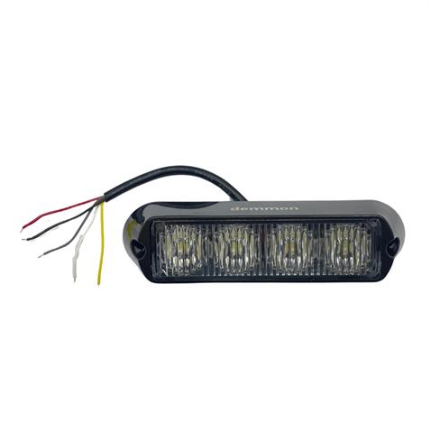 12V-24V ÇAKAR FLAŞ LED LAMBA 18 FONKSİYONLU (4X1W) (ŞEFFAF) (BEYAZ/BEYAZ) (132*34*30 MM)
