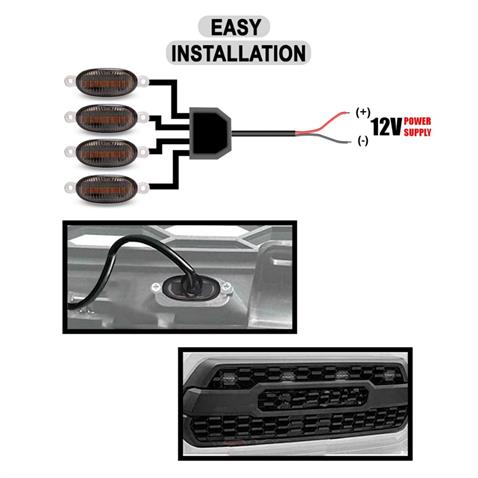 12V PANJUR İÇİ LED LAMBA MİNİ OVAL SARI FONKSİYONLU (KUMANDALI) (39*18 MM) (4 AD) 