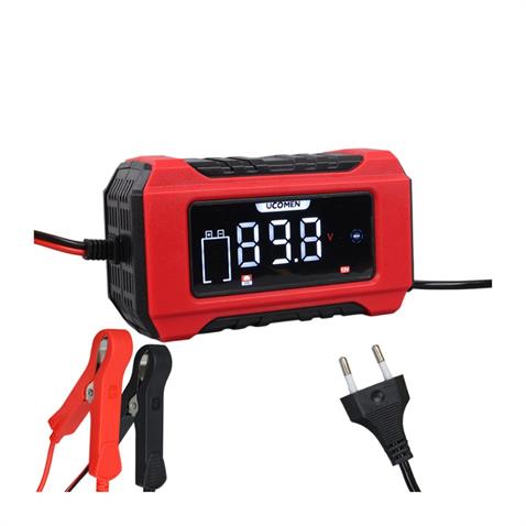 UCOMEN 12V ŞARJ REDRESÖRÜ (AKILLI AKÜ ŞARJ CİHAZI) OTOMATİK 6 A LCD BÜYÜK EKRAN KIRMIZI (+AGM/JEL)