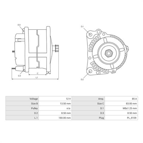 12V ALTERNATÖR DİNAMO MARELLI-DENSO TİPİ 85 A ( W-L ) CATERPILLAR-FORKLİFT-HİDROMEK-MASSEY FERGUSON