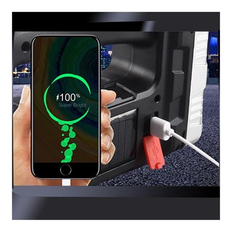 KAMP LAMBASI-FENERİ LEDLİ (FONKSİYONLU) (USB ŞARJLI-GÜNEŞ ENERJİLİ) (140*97 MM)