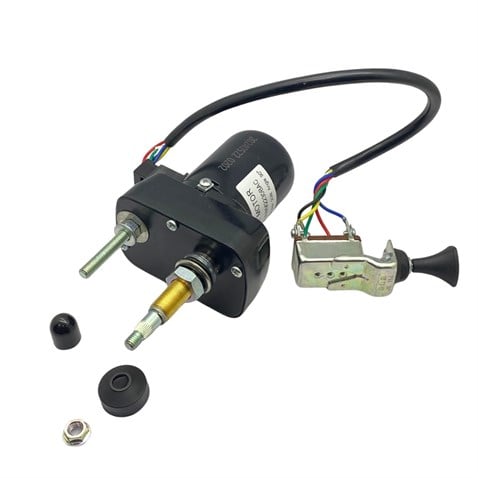 24V SİLECEK MOTORU TEK MİLLİ + SABİT MİL 90° KABİN (5 FİŞ ANAHTARLI) (M8/M8 CIVATA)