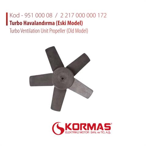 KORMAS TURBO HAVALANDIRMA PERVANESİ 5 KANAT (ÇAP:240 BOY:31 MİL ÇAPI:8 MM)