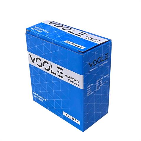 VOOLE 12V 5 AH MOTOSİKLET AKÜSÜ CARBON-X (121*61*131 MM) (12N5L-BS) (YB5L-B)