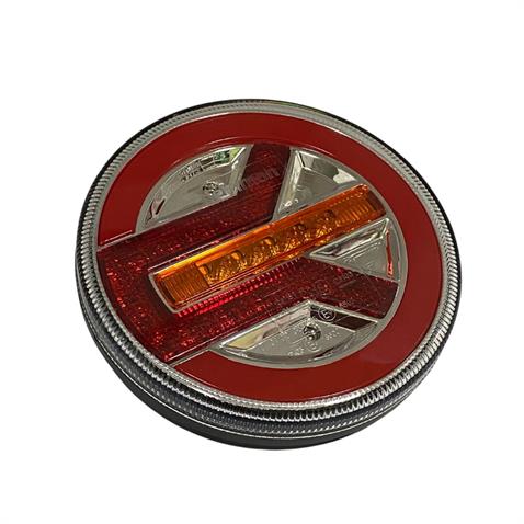 10V-30V STOP LAMBASI YUVARLAK (NEON LEDLİ) (3 FONKSİYONLU-KAYAR SİNYAL) (KIRMIZI-SARI) 140*35 MM SOL