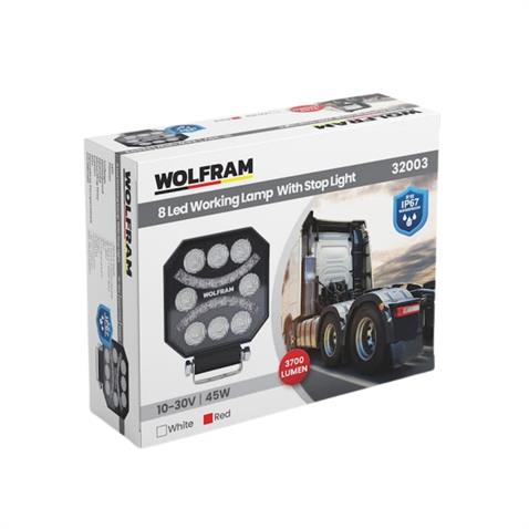 WOLFRAM 10V-30V OFF-ROAD LED ÇALIŞMA LAMBASI 3700 LÜMEN BEYAZ (KIRMIZI GÜNDÜZ SÜRÜŞLÜ) 110*110*30 MM