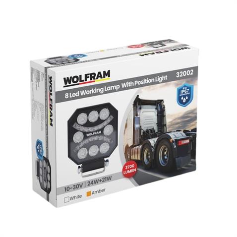 WOLFRAM 10V-30V OFF-ROAD LED ÇALIŞMA LAMBASI 3700 LÜMEN BEYAZ (SARI GÜNDÜZ SÜRÜŞLÜ) (110*110*30 MM)