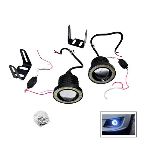 12V SİS LAMBASI MERCEKLİ BEYAZ YUVARLAK LED ANGEL TÜP 63 MM (2 AD)