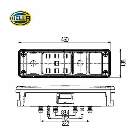 HELLA 24V STOP LAMBASI LEDLİ (KRONE AMBLEMLİ) (450*138*94 MM) SOL