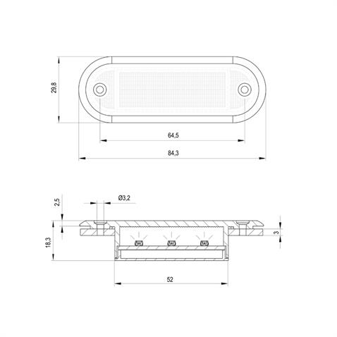SANEL 24V BASAMAK AYDINLATMA LAMBASI BEYAZ (6 LEDLİ) (85*30 MM)