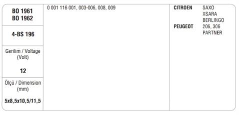 MARŞ KÖMÜRÜ BOSCH TİPİ YM (4 AD)