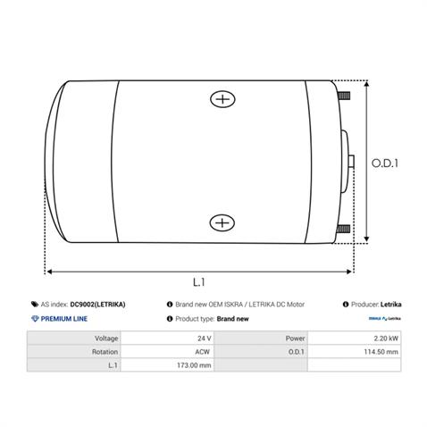 MAHLE 24V DC MOTOR (2.2 KW 2700 DEVİR SOL DÖNÜŞ)