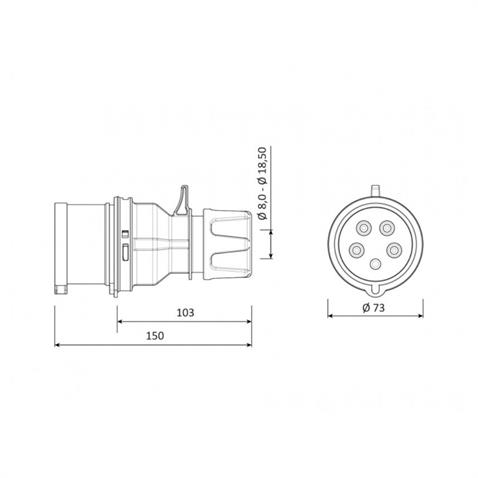 BEMIS UZATMA FİŞİ 5X32 A (5 FİŞ SOKETLİ) 32 A 