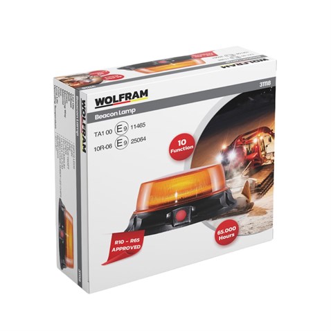 WOLFRAM 12V-24V ÇAKAR TEPE LAMBA LEDLİ 10 FONKSİYONLU MIKNATISLI SARI (ALÇAK TİP) (142*60 MM) E9