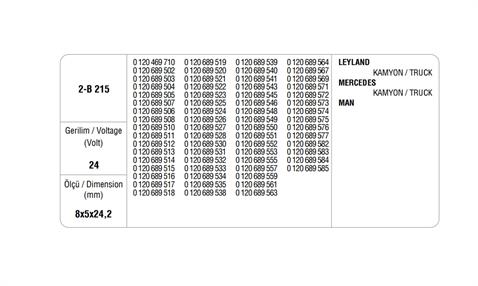 24V ALTERNATÖR KÖMÜRÜ BOSCH TİPİ (5*8*24.2 MM) (2 AD) MAN-MERCEDES