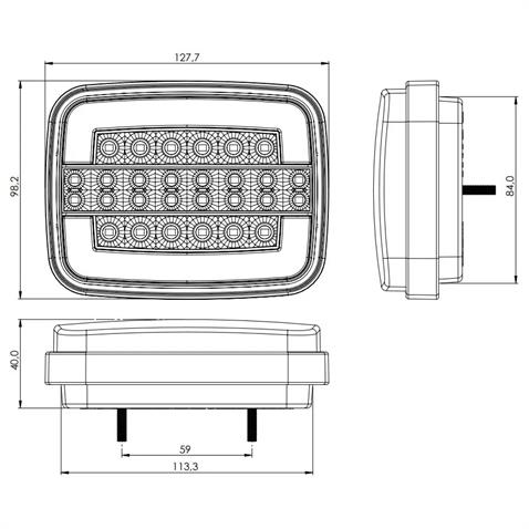 24V STOP LAMBASI (NEON LEDLİ) (KAYAR SİNYALLİ) (4 FONKSİYONLU) (126*97*40 MM)