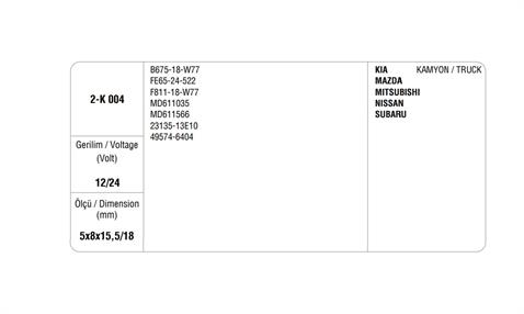 12V-24V ALTERNATÖR KÖMÜRÜ MITSUBISHI TİPİ (5*8*15.5/18 MM) (2 AD) KIA-MAZDA-MITSUBISHI-NISSAN-SUBARU