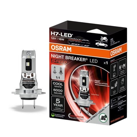 OSRAM 12V H7 NIGHT BREAKER XENON LED FAR AMPUL SETİ 6000K +%220 FAZLA IŞIK