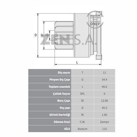 ZEN MARŞ DİŞLİSİ MOTORCRAFT TİPİ 11 DİŞ FORD FOCUS/MONDEO