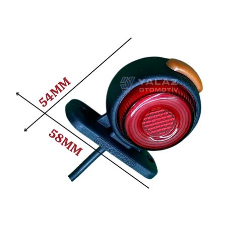 12V-24V TAKOZ LAMBASI MİNİ SARI-KIRMIZI (LEDLİ) (58*54 MM)