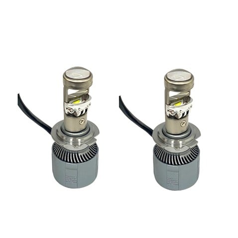 12V-24V H7 CSP LED XENON FAR AMPUL SETİ 6500K 18000 LÜMEN MERCEKLİ CANBUS