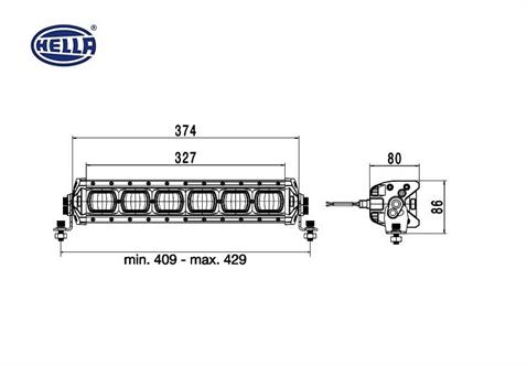 HELLA 12V-24V LED BAR OFF-ROAD TEK SIRA 44W 6500K 2000 LÜMEN (6 LEDLİ) (374*86*80 MM)