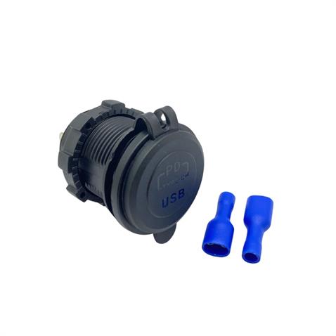 12V-24V TELEFON ŞARJ CİHAZI (USB+TYPE-C) (3 A) (MAVİ IŞIK) (28 MM)