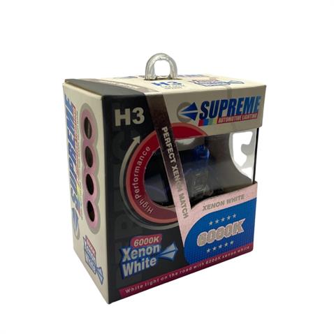 SUPREME 12V H3 AMPUL 55W BEYAZ IŞIK XENON WHITE 6000K (2 AD)