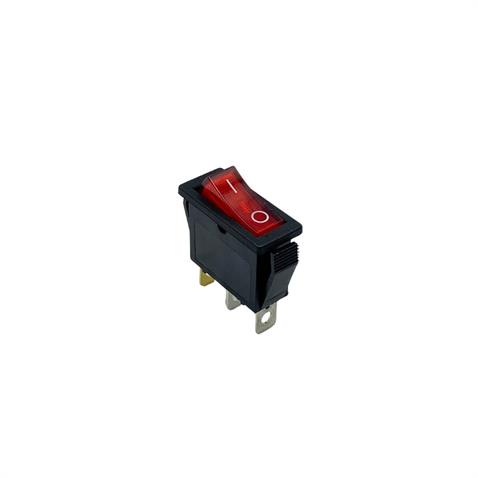 TUŞLU ANAHTAR IŞIKLI DAR TİP KIRMIZI (3 FİŞ) (ON-OFF) (15A 250V / 20A 125V AC)