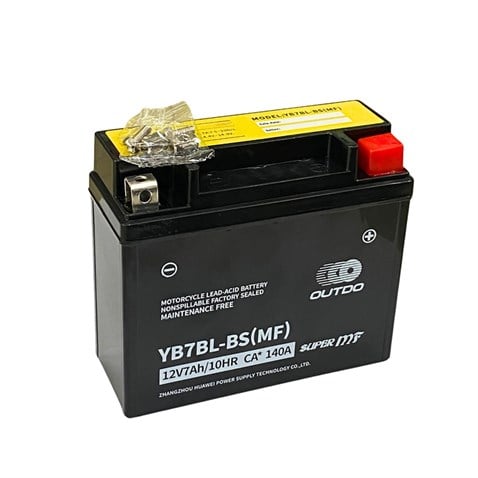 OUTDO 12V 7 AH MOTOSİKLET AKÜSÜ AGM TECH 140 A (EN) (148*60*128) (YB7BL-BS-MF) (2.21 KG)