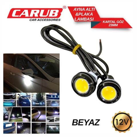 12V GÜNDÜZ SÜRÜŞ-AYNA ALTI LED BEYAZ (MERCEKLİ) (9/22 MM) (2 AD)