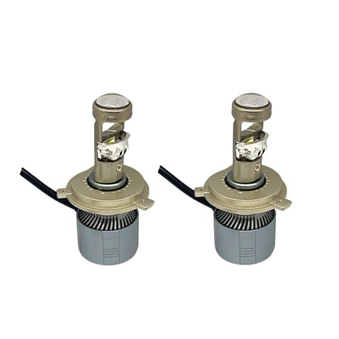 12V-24V H4 CSP LED XENON FAR AMPUL SETİ 6500K 18000 LÜMEN MERCEKLİ CANBUS