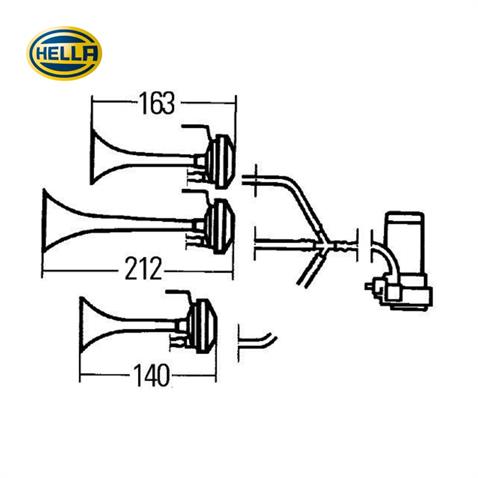 HELLA 12V 3LÜ HAVALI KORNA (KOMPRESÖRLÜ)