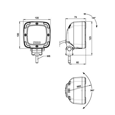 FRISTOM 12V-24V ÇALIŞMA LAMBASI 9-LEDLİ 5700K 4100 LUMEN (100*100 MM)