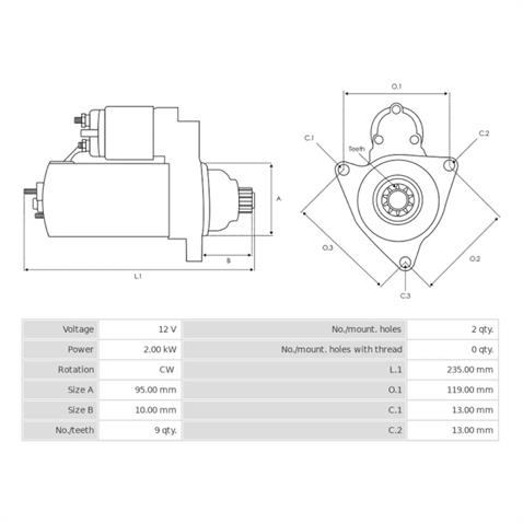 12V MARŞ MOTORU MITSUBISHI TİPİ 9 DİŞ 2.8 KW HELI-HYSTER-ISUZU-KOMATSU-PEUGEOT J9 PREMIER-TAILIFT