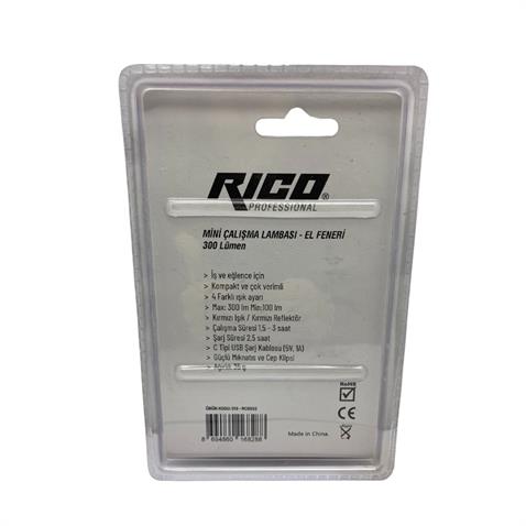 RICO MİNİ EL FENERİ-ÇALIŞMA LAMBASI LEDLİ 300LÜMEN MIKNATISLI ŞARJLI (4 FONKSİYONLU KIRMIZI ÇAKARLI)