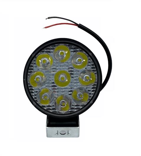 12V-24V OFF-ROAD MOTOSİKLET LAMBA YUVARLAK BEYAZ (9 X 3W POWER LEDLİ) (82*82 MM)