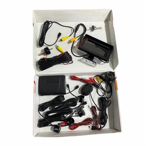 12V PARK SENSÖRÜ SES İKAZLI (SES AYARLI) 22 MM SİYAH+28 MM GECE GÖRÜŞLÜ KAMERA+4.3