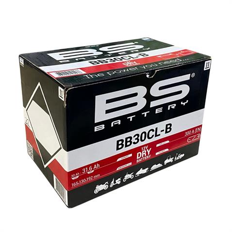 BS BATTERY 12V 30 AH/31.6 AH MOTOSİKLET AKÜSÜ 300 A (EN) (165*130*192) (BB30CL-B)