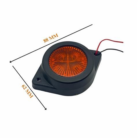 12V-24V SİNYAL LAMBASI YUVARLAK KAUÇUK SARI (4 LEDLİ) (62 MM)