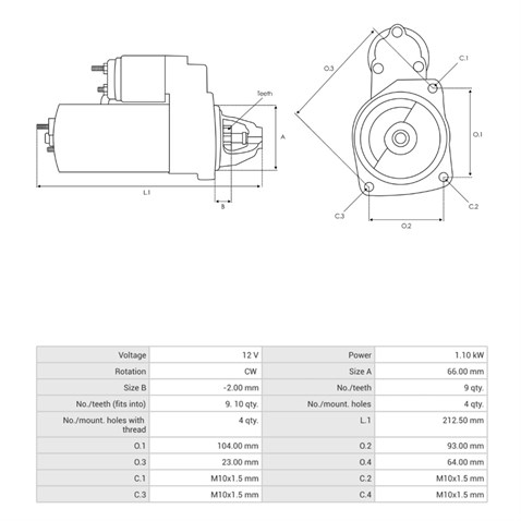 12V MARŞ MOTORU VALEO TİPİ 9 DİŞ 0.9 KW RENAULT R9/R11/R19/R21