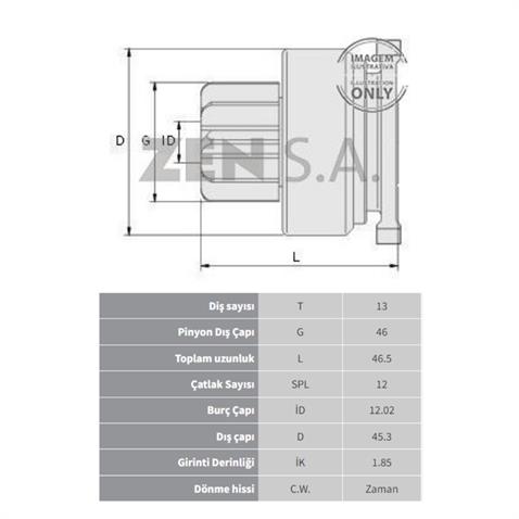 ZEN MARŞ DİŞLİSİ MOTORCRAFT 13 DİŞ FORD TRANSİT 2.5 D 1994-2000