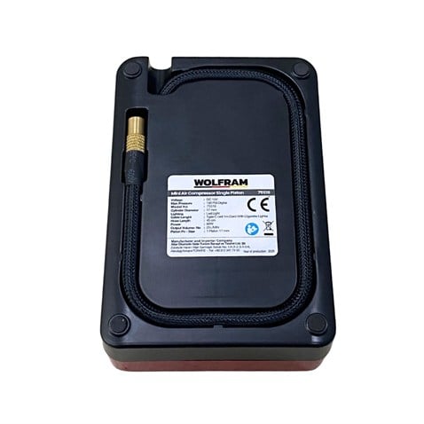 WOLFRAM LASTİK ŞİŞİRME HAVA KOMPESÖRÜ IŞIKLI-İKAZLI (150 PSI) (DİJİTAL) (POWERBANK) (ŞARJLI)